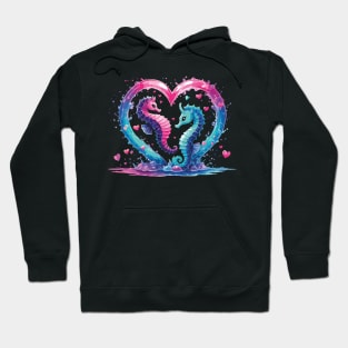 watercolor seahorse couple Hoodie